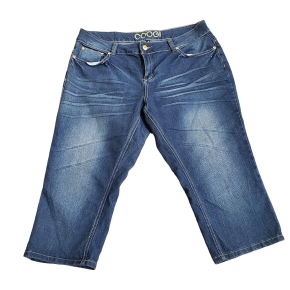 Coogi Womens Embroidered Capri Jeans Size 18w Blue Denim Casual Authentic Sexy - Picture 2 of 8